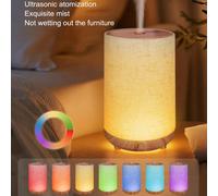 1 pezzo Diffusore di oli essenziali aromatici colorati da 80ml, diffusore e umidificatore di fragranze in tessuto e finitura legno per camera da letto, casa, piccoli spazi ABS