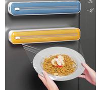 1 pezzo Dispenser 2 in 1 per pellicola trasparente da cucina, con taglierina, dispenser per pellicola trasparente con taglierina scorrevole, taglierina per pellicola adesiva ricaricabile con ventosa, 