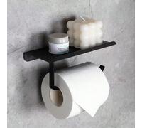 1 pezzo Dispenser di pellicola di alluminio e supporto per telefono in alluminio nero, adatto per bagno e accessori da bagno Alluminio