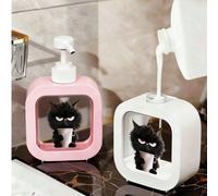 1 pezzo Dispenser di sapone a forma di gatto nero carino - Dispenser con testina a pompa riutilizzabile, compatto adatto per cucina/bagno, può contenere sapone per le mani, bagnoschiuma, lozione, ecc.
