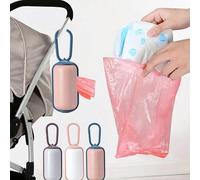 1 pezzo Dispenser per sacchetti per pannolini, Organizer per pannolini da viaggio, Porta sacchetti per pannolini usa e getta, Include 1 rotolo di sacchetti per rifiuti Grigio caffè,blu polvere,RosaBlo