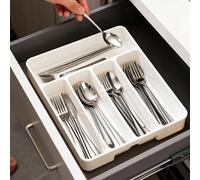 1 pezzo Divisore per cassetto da cucina, organizer per posate, scatola organizzativa per cassetti domestici con scomparti integrati per coltelli, forchette e bacchette, portaoggetti da cucina, organiz