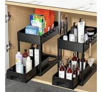 1 pezzo Doppio strato scaffale di stoccaggio da cucina bianco / nero, organizer lavello, scatola di stoccaggio gadget da cucina, scatola di stoccaggio condimento, scaffale di stoccaggio a cassetto mul