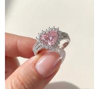 1 pezzo Elegante anello a forma di cuore con tre linee, in argento sterling S925, anello da donna adatto per uso quotidiano, appuntamenti, regalo di gioielleria raffinato per le donne, regalo per il N