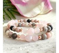 1 pezzo Elegante braccialetto da donna con perline di diaspro zebra rosa, quarzo rosa, gioiello yoga calmante e rilassante per l'ansia, adatto per uso quotidiano e vacanze 7,3 pollici 6 mmPietra