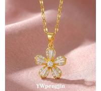 1 pezzo Elegante collana con pendente a fiore a 5 petali interamente tempestato di cristalli, adatta per le ragazze per partecipare a feste e banchetti, un accessorio gioiello affascinante per l'uso q