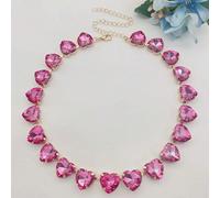 1 pezzo Elegante collana con pendente a goccia in cristallo di vetro con glitter e decorazione a cuore, adatto per festa - lievi imperfezioni sulla superficie smaltata sono normali Tagli UnicaFerro