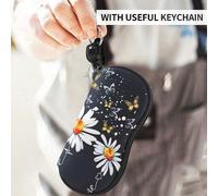 1 pezzo Elegante custodia per occhiali da donna in neoprene leggera e morbida con stampa di girasoli e farfalle nera, ideale come regalo per viaggi, sport, attività all'aperto o per accessori per occh