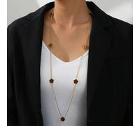 1 pezzo Elegante e alla moda collana lunga con ciondolo a forma di trifoglio portafortuna a 5 foglie, collana con pendente adatta come regalo per donne, San Valentino, mamma, madre, festa della mamma