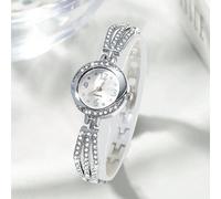 1 pezzo Elegante e alla moda orologio da donna al quarzo in argento con cinturino decorato con strass, adatto per uso quotidiano come regalo per gli studenti che tornano a scuola Tagli Unica