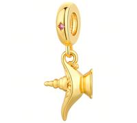 1 pezzo Elegante e alla moda pendente a forma di lampada del genio in zirconia dorata, simbolo di realizzazione dei sogni, versatile regalo fai-da-te per bracciale o collana Rame