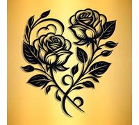 1 pezzo Elegante opera d'arte murale metallica minimalista a forma di cuore e rosa - Decorazione moderna per casa, ufficio, caffè, bar e altro - Cartello versatile da appendere per soggiorno, camera d