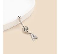 1 pezzo Elegante piercing per l'ombelico in acciaio inossidabile con tono rame e strass, con 26 lettere dell'alfabeto inglese da A a Z, adatto per uso quotidiano, spiaggia, feste e come regalo per le 