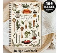 1 pezzo Elegante quaderno per ricette - Carta resistente, 104 pagine, design di copertina a tema cucina divertente, ideale per l'organizzazione delle ricette di famiglia e forniture per scrapbooking, 