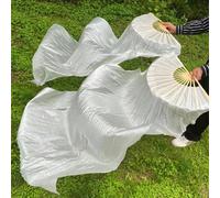 1 pezzo Elegante ventaglio da danza del ventre bianco con lungo velo in chiffon - versione per mano destra, ventaglio da danza adatto per feste, performance culturali e spettacoli sul palco, accessori