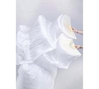 1 pezzo Elegante ventaglio da danza del ventre bianco con nappe lunghe in bambù - Stile per mano destra, materiale in seta fluente, adatto per feste, esibizioni ed eventi culturali Tagli Unica,Dal bia