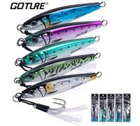 1 pezzo Esca da pesca Goture, artificiali da jigging con gancio di assistenza, piombo veloce per pesca in mare a jigging, esche a cucchiaio per tonno, salmone, marlin, pesce bianco, da 30g/40g/60g/80g