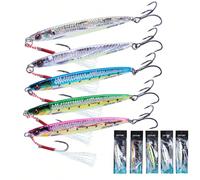 1 pezzo Esca da pesca Goture con occhio 3D, esca verticale da 40g o 60g con gancio ausiliario e gancio triangolare, esca da pesca galleggiante Argento-80g,Viola-80g,Polvere-80g,Blu-80g,Blu-40g,Polvere