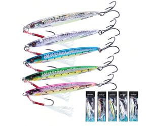 1 pezzo Esca da pesca Goture con occhio 3D, esca verticale da 40g o 60g con gancio ausiliario e gancio triangolare, esca da pesca galleggiante Argento-80g,Viola-80g,Polvere-80g,Blu-80g,Blu-40g,Polvere