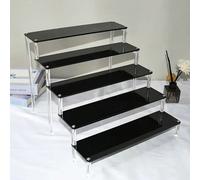 1 pezzo Espositore a scala in acrilico nero, espositore polivalente, utilizzato per cosmetici/bottiglie di profumo/oggetti fatti a mano/occhiali e altro, da esporre in soggiorno/camera da letto. Torna