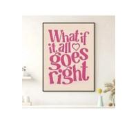 1 pezzo estetica per la stanza "Cosa succederebbe se tutto andasse per il verso giusto?" Stampa su tela - Poster estetico stanza preppy - Decorazione artistica da parete (50x70 cm/cornice interna)