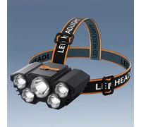 1 pezzo Faro a 5 teste ad alta luminosità, Torcia LED per pesca, Lampada da miniera ricaricabile impermeabile a lunga distanza e stile appeso, adatta per campeggio, corsa, pesca, escursionismo, lettur