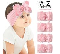 1 pezzo Fasce per capelli con fiocco grande ed elegante, lettere da A a Z, per bambine e neonati, con perle, fiocchi in raso morbido, accessori alla moda per capelli B,A,C,D,E,F,G,H,I,J,M,N,K,L,Q,R,O,