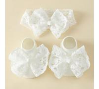 1 pezzo Fascetta per capelli neonato con fiocco a tinta unita + 1 paio di calzini antiscivolo per neonati e bambini piccoli Tagli UnicaGeometrico,Colore unicoTessuto