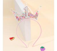 1 pezzo Fascia per capelli a forma di corona per il compleanno, per bambine di 1-9 anni, 12, 13 e 16 anni, accessorio per capelli colorato e alla moda, regalo per feste di compleanno di migliori amich