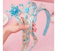 1 pezzo Fascia per capelli con corona da principessa dei ghiacci, accessori per capelli da ragazza con treccia e strass GraficoPolicloruri di vinile