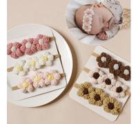 1 pezzo Fascia per capelli con fiore per neonati, Fascia per capelli per bambine con nastro gros grain, Fasce elastiche per capelli per neonati e bambini piccoli, Adatto per la festa dei cento giorni