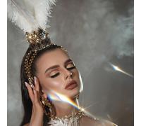 1 pezzo Fascia per capelli con piume oversize esagerate, ornamento per capelli a corona mini di alta qualità, accessori per la performance sul palco di regine, rinascimentali, adatti per cantanti, fat
