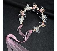 1 pezzo Fascia per capelli da principessa decorata con fiori dolci e perle, adatta per la Festa dei Ragazzi del 1° giugno, per vestirsi o per essere una damigella d'onore al matrimonio ABS