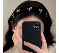 1 pezzo Fascia per capelli in finta perla e strass a fiocco, adatta per uso regale, scolastico, come fermaglio, cerchietto per capelli Tagli UnicaBlocchi di colorePoliestere
