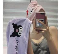 1 pezzo Fascia per capelli in peluche di Hello Kitty e amici di Sanrio - 4 disegni carini (rosa, blu, viola, azzurro chiaro) - Cuffia da doccia in velluto corallo super assorbente e ad asciugatura rap