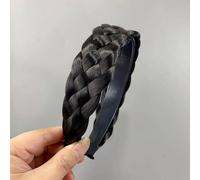 1 pezzo Fascia per capelli nera spessa con treccia a lisca di pesce laterale larga e bianca, perfetta per acconciature con coda di cavallo alta, fasce per capelli, cerchietti Tagli UnicaColore unicoPM