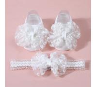 1 pezzo Fascia per capelli per bambini con fiocco in tinta unita + 1 paio di calzini antiscivolo per primi passi del bambino Tagli UnicaTessuto