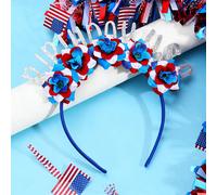 1 pezzo Fascia per capelli per ragazze per il 4 luglio e il Memorial Day, con brillantini e fiori rossi, bianchi e blu, accessorio per capelli carino per ragazze e adolescenti, regalo estivo GraficoBr