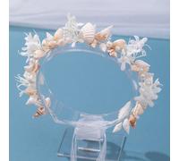 1 pezzo Fascia per capelli stile Mori fatta a mano con fiori e conchiglie, accessorio per capelli da spiaggia bianco per feste all'aperto e matrimoni bohémien Tagli UnicaGraficoLega di rame