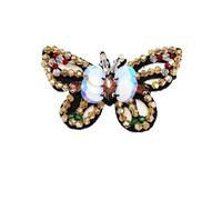 1 pezzo fatto a mano strass perline patch farfalla cucire su applique for abbigliamento(Yellow butterfly)