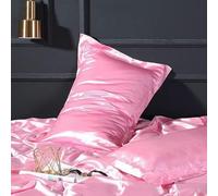 1 pezzo federa in raso liscio fronte-retro in raso di seta fodera per cuscino 48x74 cm-rosa-48x74 cm