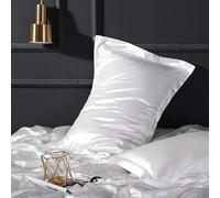 1 pezzo federa in raso liscio fronte-retro in raso di seta fodera per cuscino in raso 48x74 cm-Bianco-48x74 cm