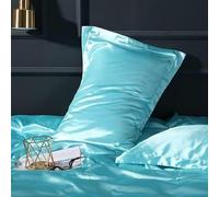 1 pezzo federa in raso liscio fronte-retro in raso di seta fodera per cuscino in raso 48x74 cm-blu acqua-48x74 cm