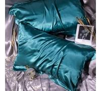 1 pezzo federa in raso liscio fronte-retro in raso di seta fodera per cuscino in raso 48x74 cm-Moonlight Blue-48x74 cm