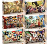 1 pezzo Federa per cuscino rettangolare stampata con i personaggi di One Piece Luffy e Zoro, stampa su un lato, chiusura con cerniera, in poliestere lavabile in lavatrice, perfetta per decorare uffici