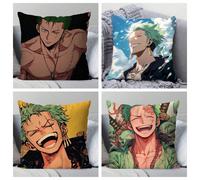1 pezzo Federa quadrata per cuscino con il personaggio Roronoa Zoro dell'anime One Piece, comoda per camera da letto, divano, auto, decorazione della casa 50*50 cm,40*40cmPoliestere