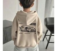1 pezzo Felpa casual con stampa per ragazzi giovani, foderata termicamente, manica lunga, adatta per autunno/inverno, con design di auto cool - La serie definitiva di felpe 6Y,7Y,8Y,9Y,4Y,5Y,2-3YGrafi