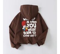 1 pezzo Felpa con cappuccio a maniche lunghe per ragazzi adolescenti, grafica "Perché seguire la folla? Sei nato per distinguerti", adatta per uso casual in autunno/inverno 6Y,7Y,8Y,9Y,10Y,4Y,5Y,14Y,1