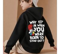 1 pezzo Felpa con cappuccio e maniche lunghe con il motivo "Perché adattarsi quando sei nato per distinguerti?", che offre un capo superiore nuovo, comodo, alla moda e casual per l'autunno e l'inverno