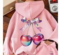 1 pezzo Felpa con cappuccio foderata termicamente per ragazza pre-adolescente, abbigliamento invernale caldo per giovani, adatto per bambini, top a maniche lunghe per autunno/inverno, stile Y2K/casual